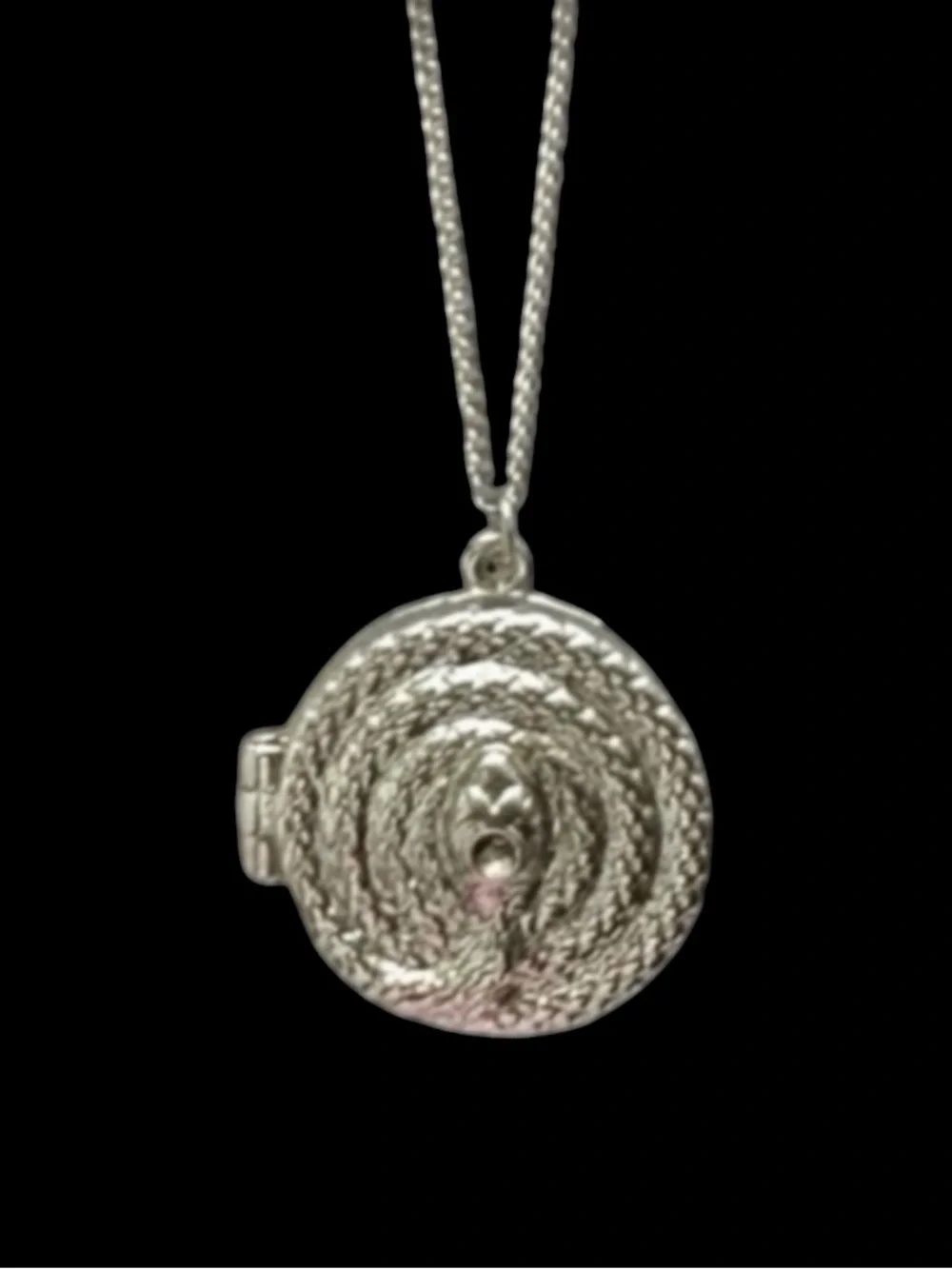 NEW Bebe Silver Round Snake Charm Locket Necklace